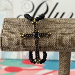 Plunder Black and Gold Cross Bracelet